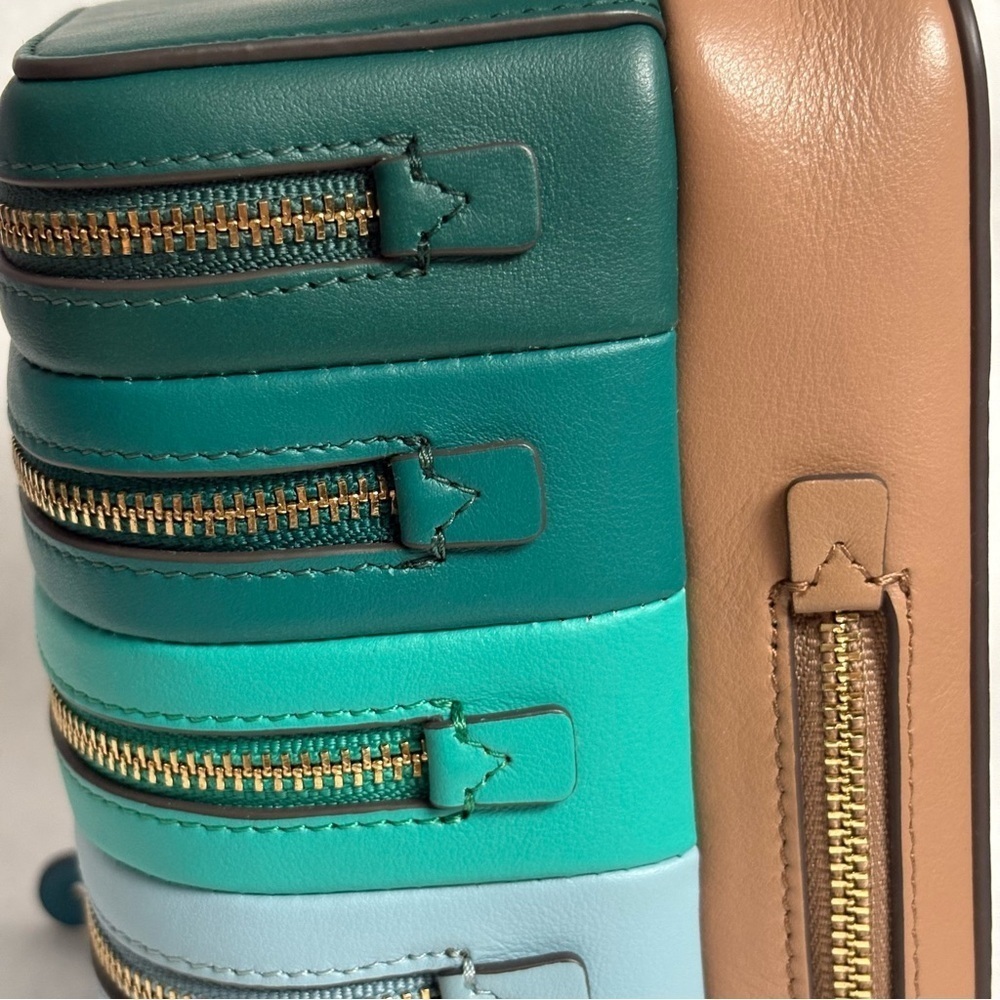 ANYA HINDMARCH Stack Wristlet Clutch Pouch Blue Green Ombre Leather - Picture 15 of 15